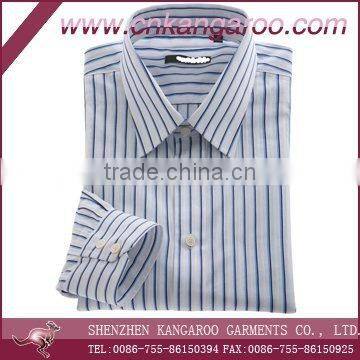 Brand design yarn dyed striped mens slim fit iron free dress shirts