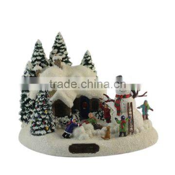 Family Play Snowman Polyresin Christmas House Decoration