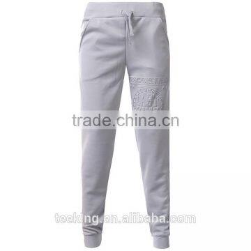 Wholesale 100%cotton elastic waist emboss sweatpants