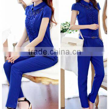 elegant lace blue playsuit and jumpsuit for women 2016/OL lady jumpsuit