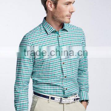 New Design Small Checked Blends Cotton Men Shirt SL0074 photo-3