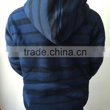 Manufacture Navy Blue Stripe Style Boy Baseball Jacket With Hoody photo-3