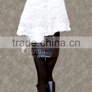 CX-B-28A 2016 Women Elegant White Cape Knitted Fashion Rabbit Fur Shawl photo-3