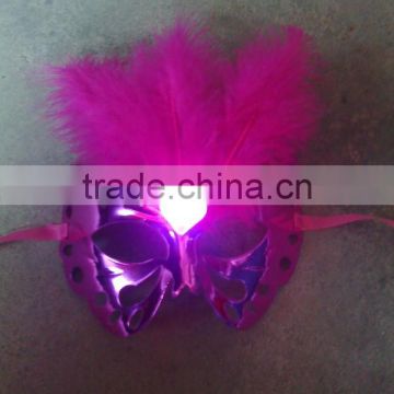 2014 wholesale feather led flashing light party masks