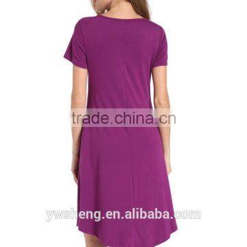 Wholesale Latest Fashion Short Sleve Ladies O-Neck Simple Soft Women Dress photo-6