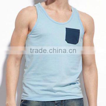 Loose fit mens tank top pocket tank top