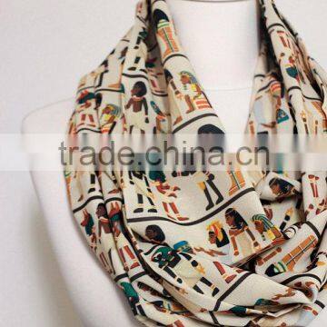 Antique Egyptian Pattern Infinity Scarf, Circle Scarf, Loop Scarf, Scarves, Shawls, Spring - Fall - Winter - Summer Fashion photo-3