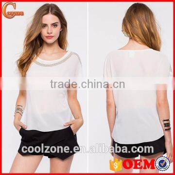 Online shopping women clothes fashion embellished lady blouse