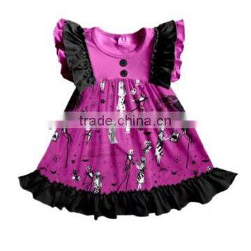 High quality baby girls flutter dress children clothes for halloweens kids girls clothing whosale