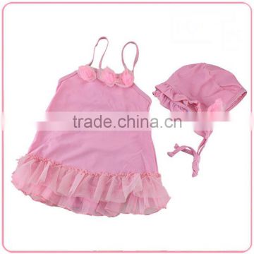 Fashion New Girls Cute Bikinis Flower Korea Style Pink Baby Kids Swimwear For Children Hot Spring Bath SR40416-4