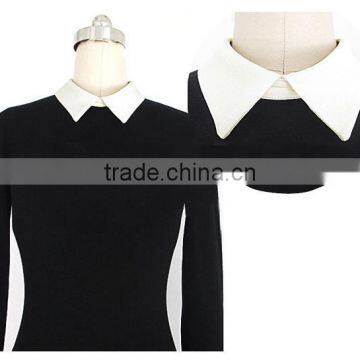 Fashion Double-breasted Lady Long Sleeve Formal Collar Pencil Dress For Office Design Formal Dress photo-4