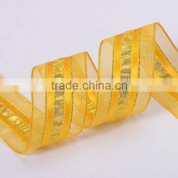 25mm Sheer Organza Pull Bow Ribbon With Satin Center photo-2