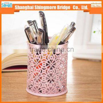 Cheap Wholesale Good Quality Mental Carved Hollow Pen Holder for School and Office