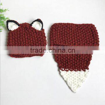 Hot Sale Winter Lovely Fox Crochet Beanie Hat Scarf Set for Baby photo-2