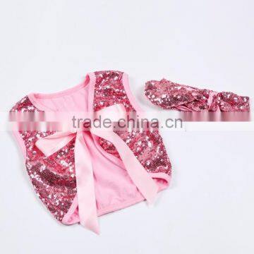 Child Sequin Top Kids Wears Clothing For 0-8 Years Old Girl Outfits Waistcoat Ready Made In Stock