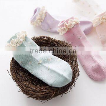 B40721A Wholesale 5 colors kids socks girls floral lace socks