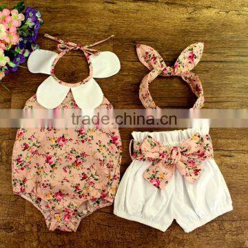 Boutique Chic Colored Print Cotton Shorts Wholesale Smocked Children Clothing