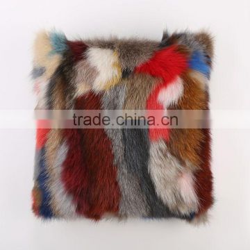 YR178 Luxury Home Textile Customize Made Patchwork Fox Fur Pillow Cover