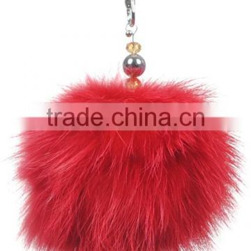 YR856 Wholesale custom design raccoon fur keychain with colorful custom real fur key ring