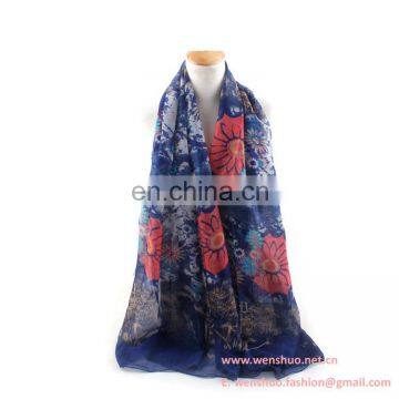2016 Solid Sunflower Printed Scaf Ladies Rural Style Viscose Shawl photo-2