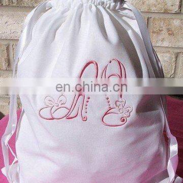 Embroidery cotton drawstring bag for promotion/packing shoes/clothes,etc