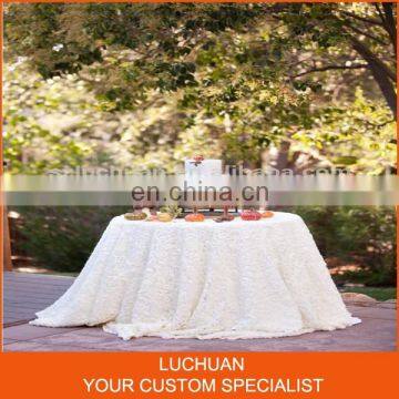 High Quality Fancy Rosette White Round Tablecloths