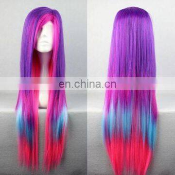 Purple blue and pink cosplay lace wig with fashion design FW2017