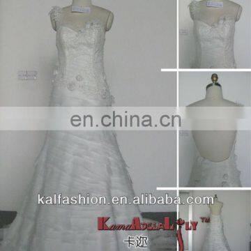 EB2208 Low back with handmade flower wedding dress