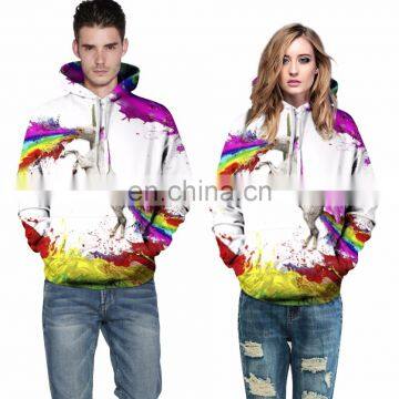 2017 Fall/Winter New Outerwears Supreme XXXXL Hoodies Unicorn Print 3D Sweatshirt Men Women Hooded Pullover Tops Plus Size