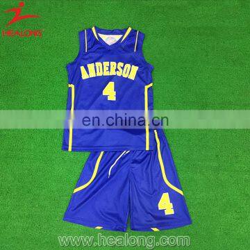 2017 Healong Sportswear Customized Team OEM Fashionable Sublimation Basketball Jersey Uniform Design