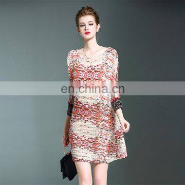 Prints floral fashion china dress for women summer pleats issey design