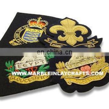 Blazer Badges Handmade Badge, Zari Hand Embroidery Bullion Wire Blazer Badge