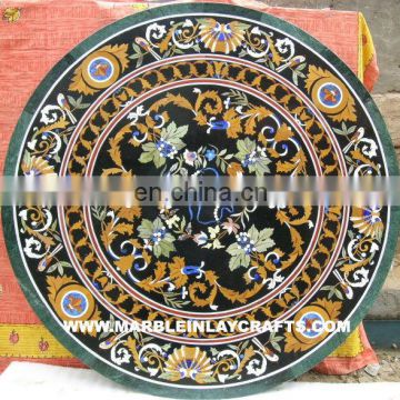 Antique Marble Inlay Table Top, Stone Pietra Dura Table Tops Manufacture