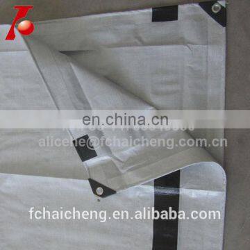 UV stabilized double white with reinforced bands plastic tarpaulin sheet