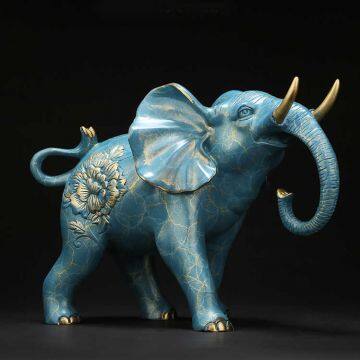 bronze elephant figurine, a Great gift or Fengshui decorative statue to put in office