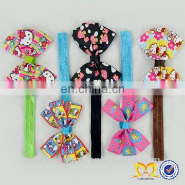 Children Favorite Character Wholesale Baby Girls Ribbon Hair Accessories Toddlers Elastic Headbands With Bow