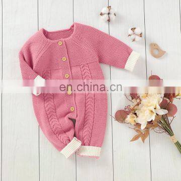 Baby Rompers Clothes Winter 0-24M Newborn Girl Boy Knitted Infant Kids Jumpsuits Outfits Long Sleeve Cotton Overalls Solid Color