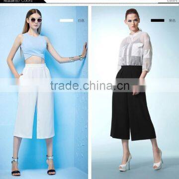 Summer New Design High Waist Palazzo Pants Cropped Trousers