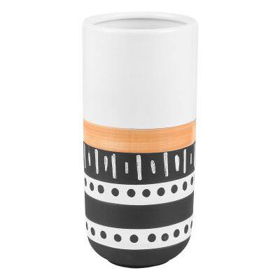 Black And White Stripe Fashion Colored Drawing Ceramic Flower Vase For Restaurant Dining Table photo-5