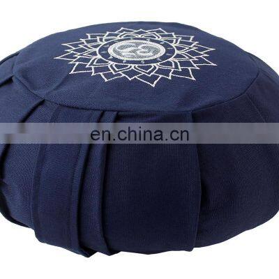 Buckwheat Hull Filled Pleated Dyed Organic Cotton Canvas Fabric Zafu Meditation Cushion photo-5