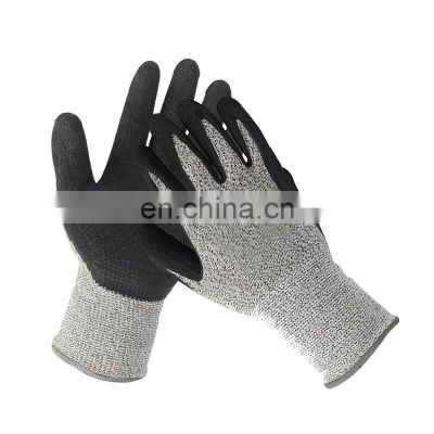 Industrial Working Anti-cut No Anti Cut Resistant Proof Cut-resistant Hand Gloves with Crinkle Latex Coating coated Level 5