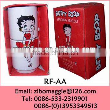 Stackable White Porcelain Promotional Wholesale Mugs with U Shape for Custom Tea Mug