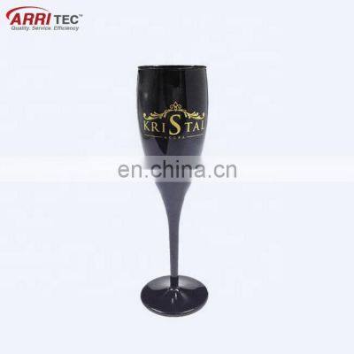 BPA free party cup custom wine glass wholesale 4oz plastic black champagne flutes