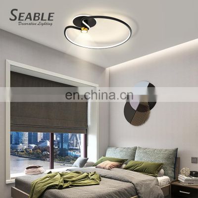 Long Term Use Decoration Indoor Living Room Bedroom Aluminum Modern LED Black Ceiling Lamp