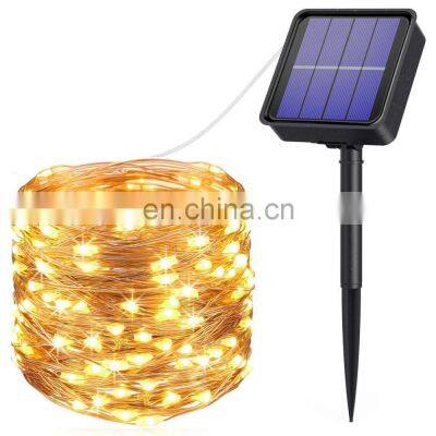 led light string copper wire  with solar  waterproof for Christmas garden outdoor