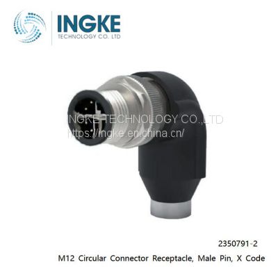 INGKE,2350791-2,8 PIN, M12 Circular Connector Receptacle, Male Pin, X Code