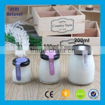 50ml 100ml 200ml glass milk jar clear glass pudding bottle with screw lid