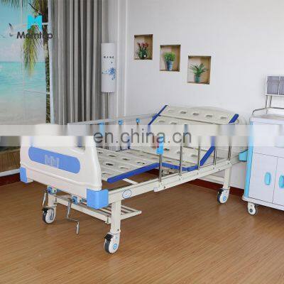 Factory Directly Supple Foldable Bed ABS Head Board Manual Two Crank Hospital Bed With Shelf photo-2