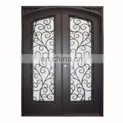 for sale villa high end black storm entry anti rust residential security wrought iron double front doors with glass