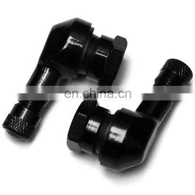 Black 90 Degree Angle CNC Motorcycle Valve Stems Tire 10mm Pair 11.3mm Rim Holes Wheel Aluminum Fit for Most Harley Davidson